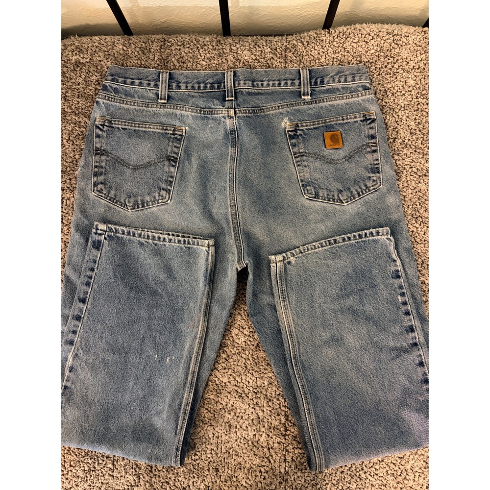 Carhartt Relaxed Fit Jeans 38x30 Light Blue Denim Workwear Vintage